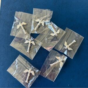 Vintage silver tone totem pole pendant for necklace or charm bracelet lot of 7